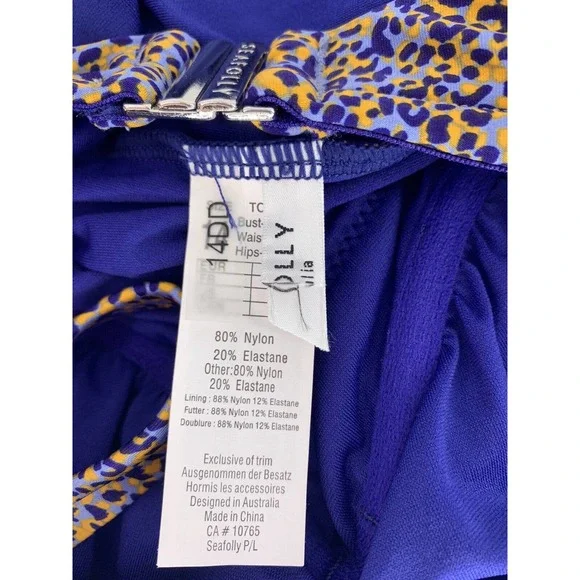 NWOT SEAFOLLY US 10 DD One Piece Swimsuit Orange Blue Animal Print - Picture 11 of 14